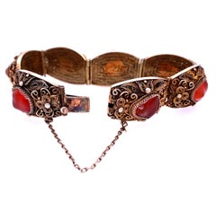 Sterling Silver Vermeil Filigree Carnelian Bracelet