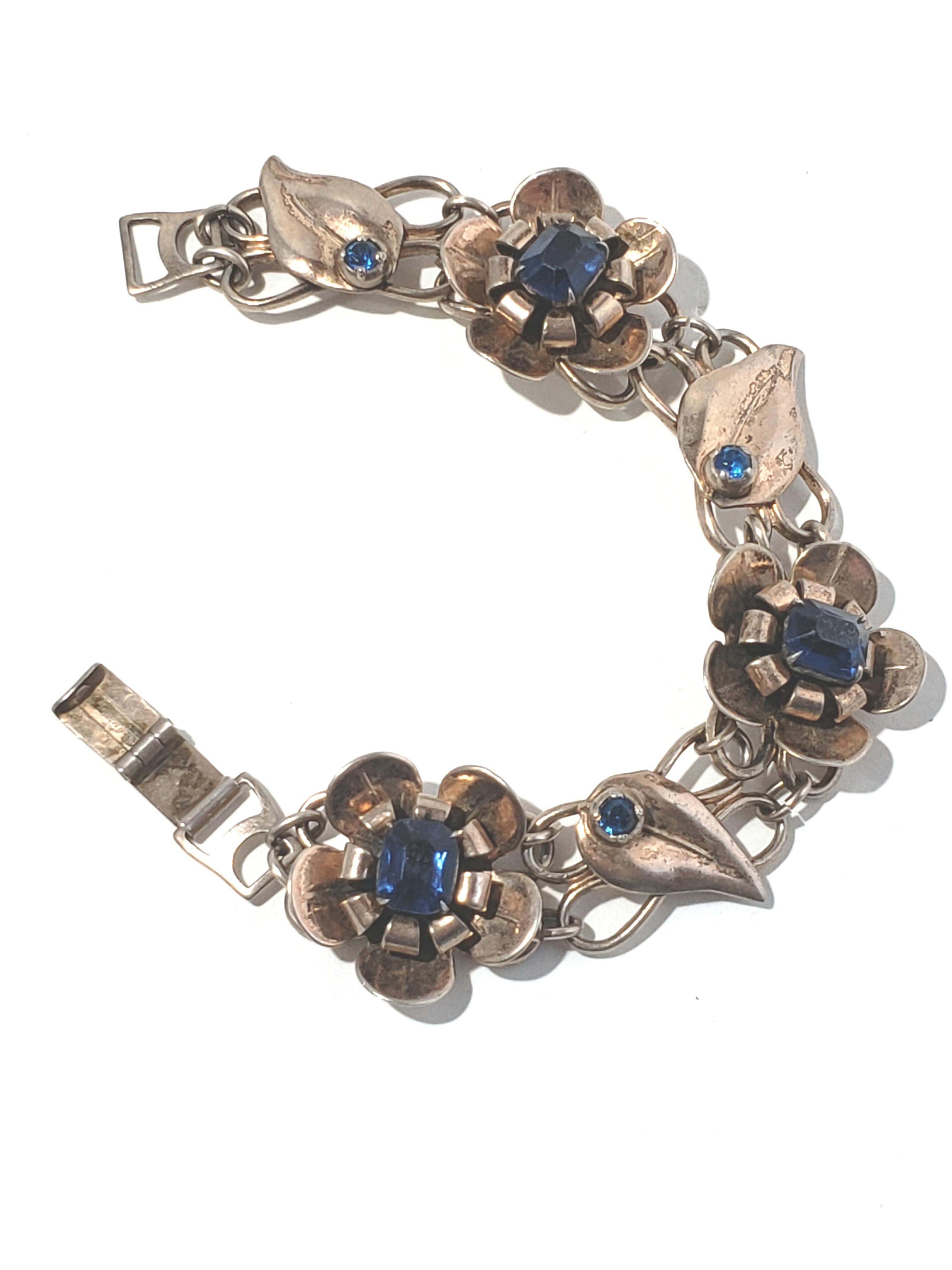 sterling silver bracelet with blue stones