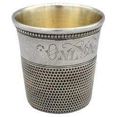 Antique Sterling Silver & Vermeil Giant Thimble Shot Glass, Late 19th Century