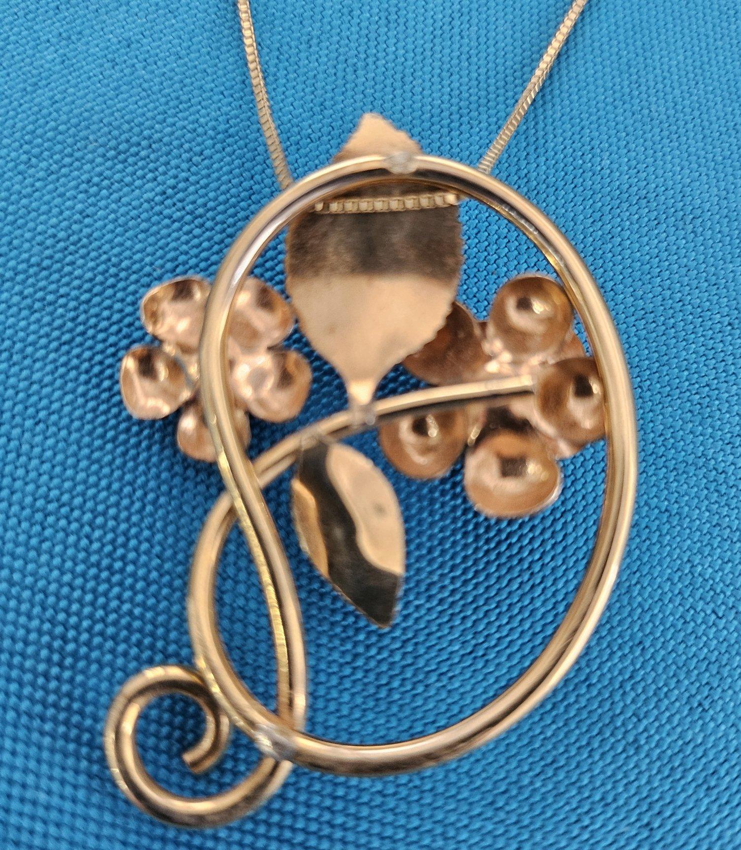 20th Century Sterling Silver/Vermeil Pendact Necklace, Stamped, Krementz or Black Hills Gold For Sale