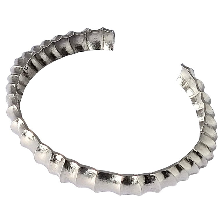 Sterling Silver Vetebrae Concave Cuff Bracelet For Sale