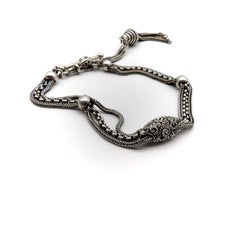 Sterling Silver Victorian Albertina Watch Fob Chain and Bracelet, circa 1890s
