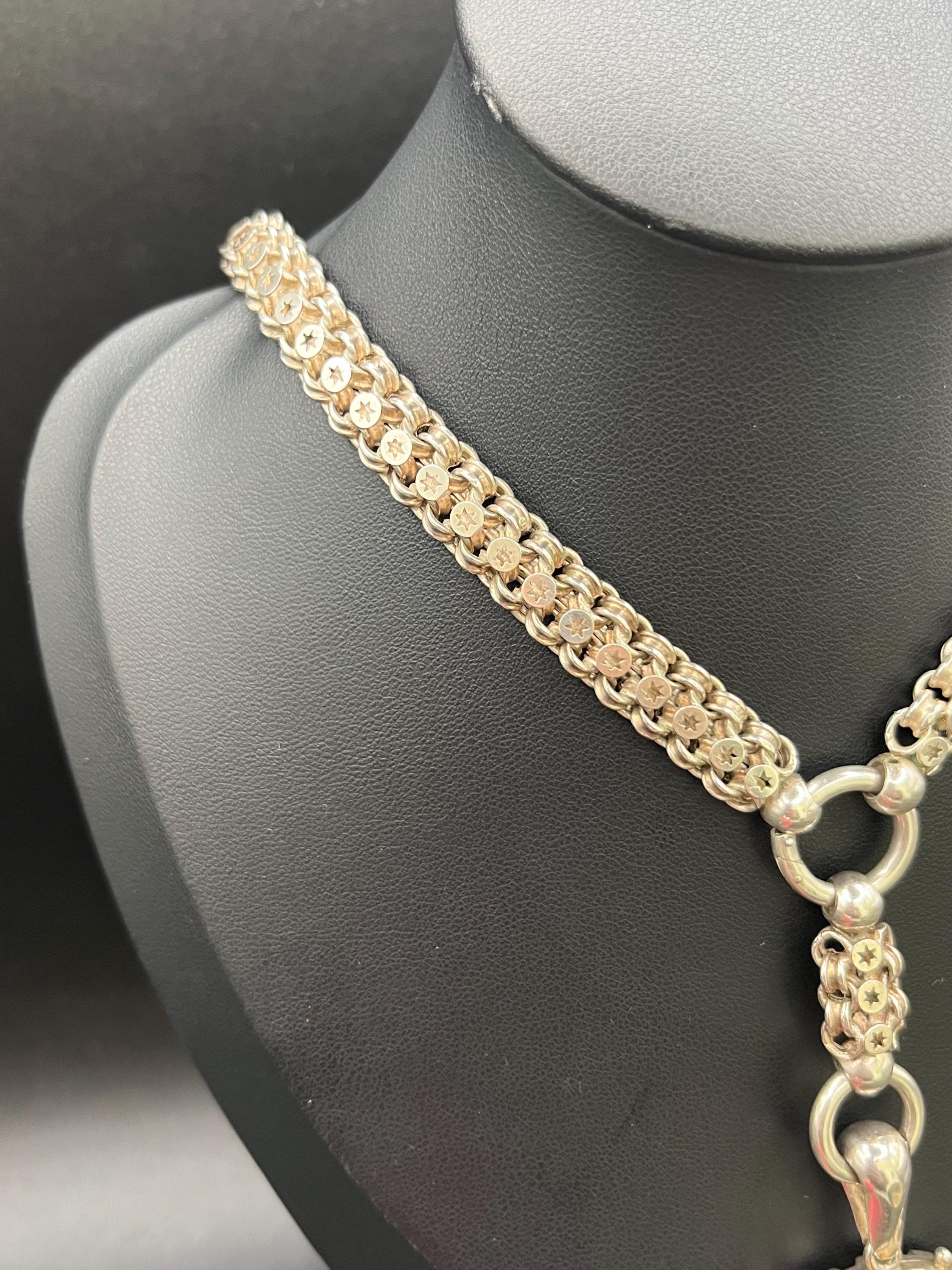 Delicate Book Chain Sterling Silver Victorian Book Chain Necklace and Engraved Locket ...