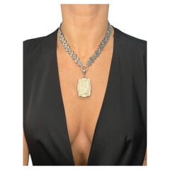 Sterling Silver, Victorian Book Chain Necklace with Silver & Gold Inlaid Locket