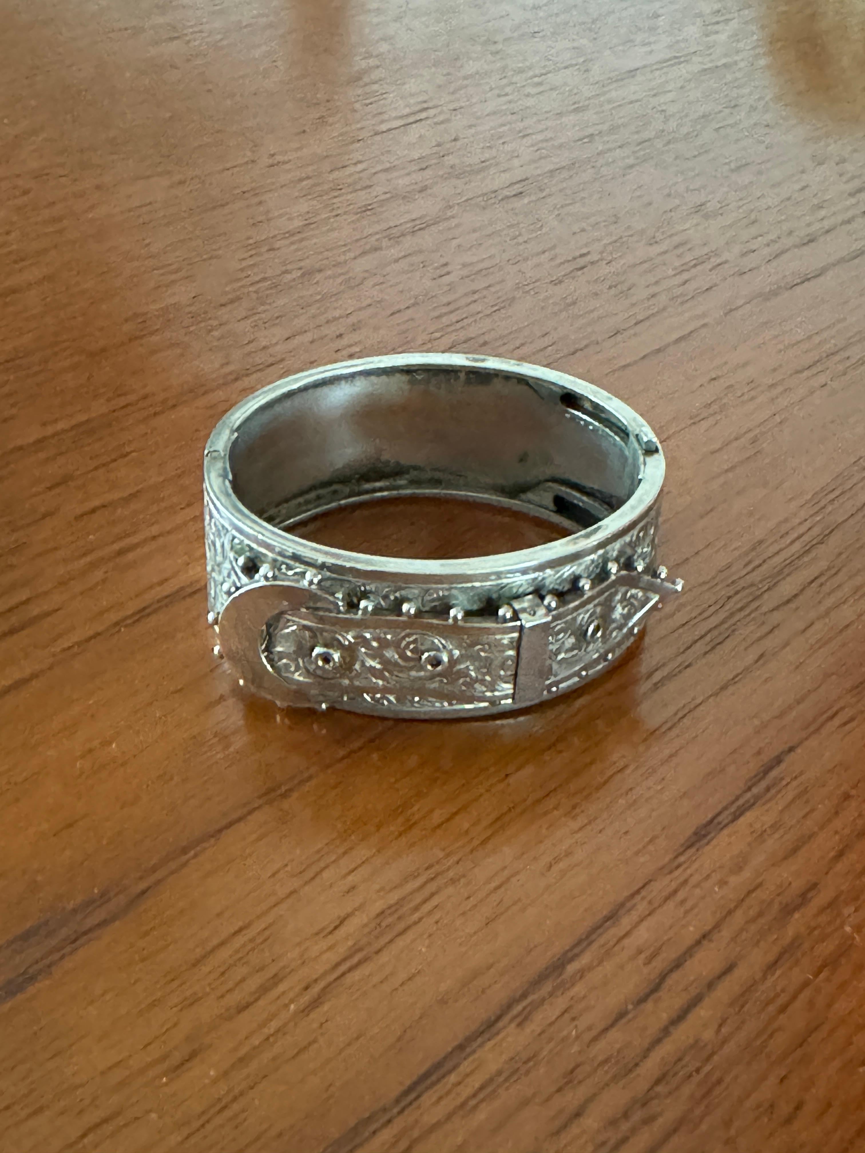 Bracciale con fibbia vittoriano in argento sterling, circa 1880, floreale in vendita 2