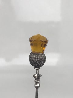 Sterling Silver Victorian Hat Pin, Rose Bud Design, circa 1860