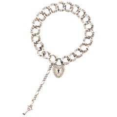 Sterling Silver Victorian Lock Bracelet with Key