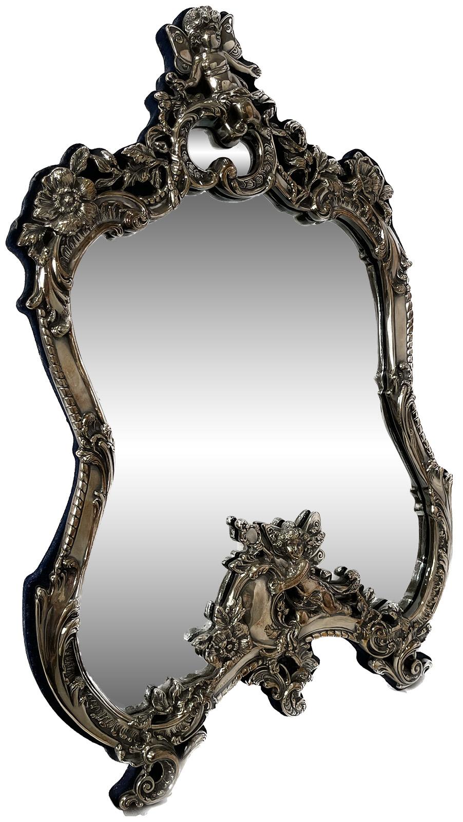 Sterling Silver Victorian Table Mirror In Good Condition For Sale In Salt Lake City, UT