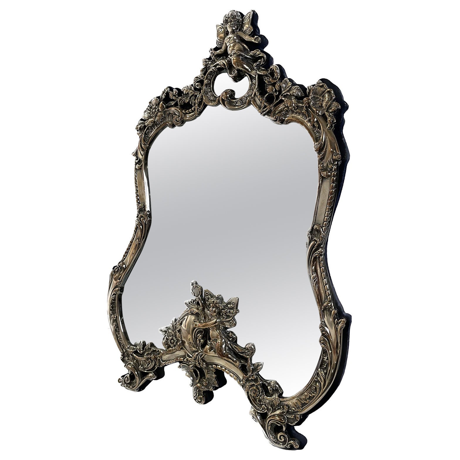 Sterling Silver Victorian Table Mirror For Sale
