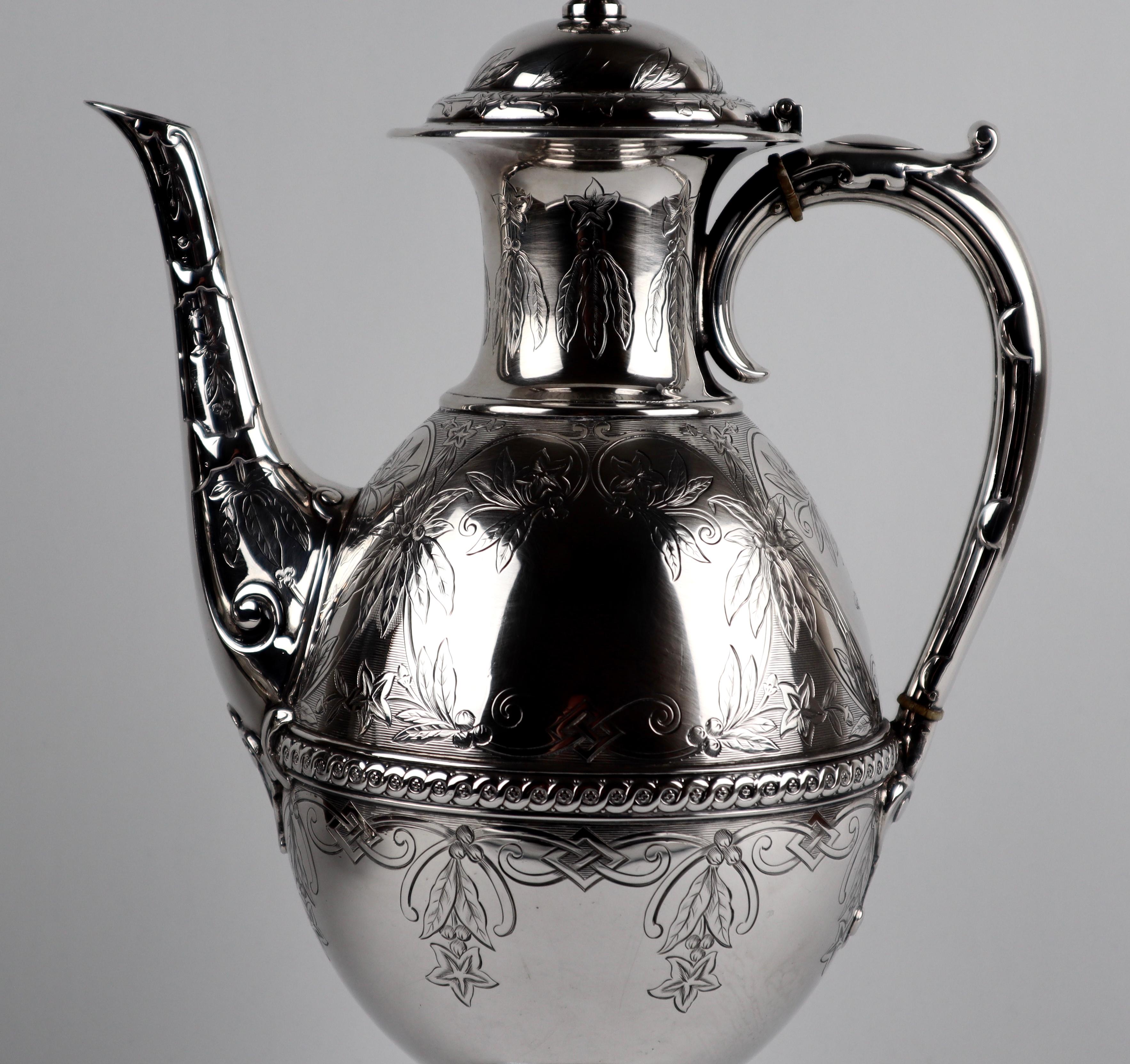 Sterling Silver Victorian Tea and Coffee Pot Set 1870 7