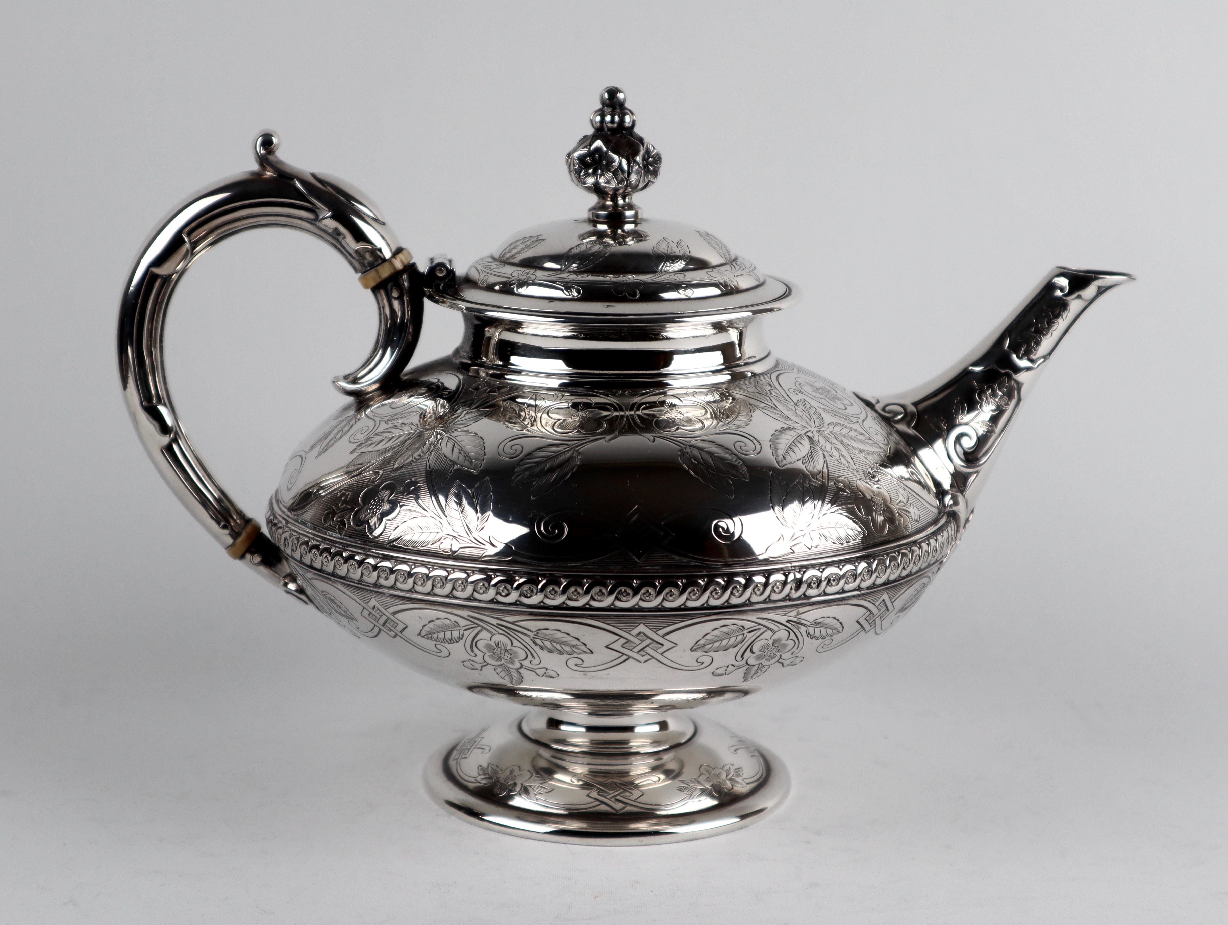 Late 19th Century Sterling Silver Victorian Tea and Coffee Pot Set 1870