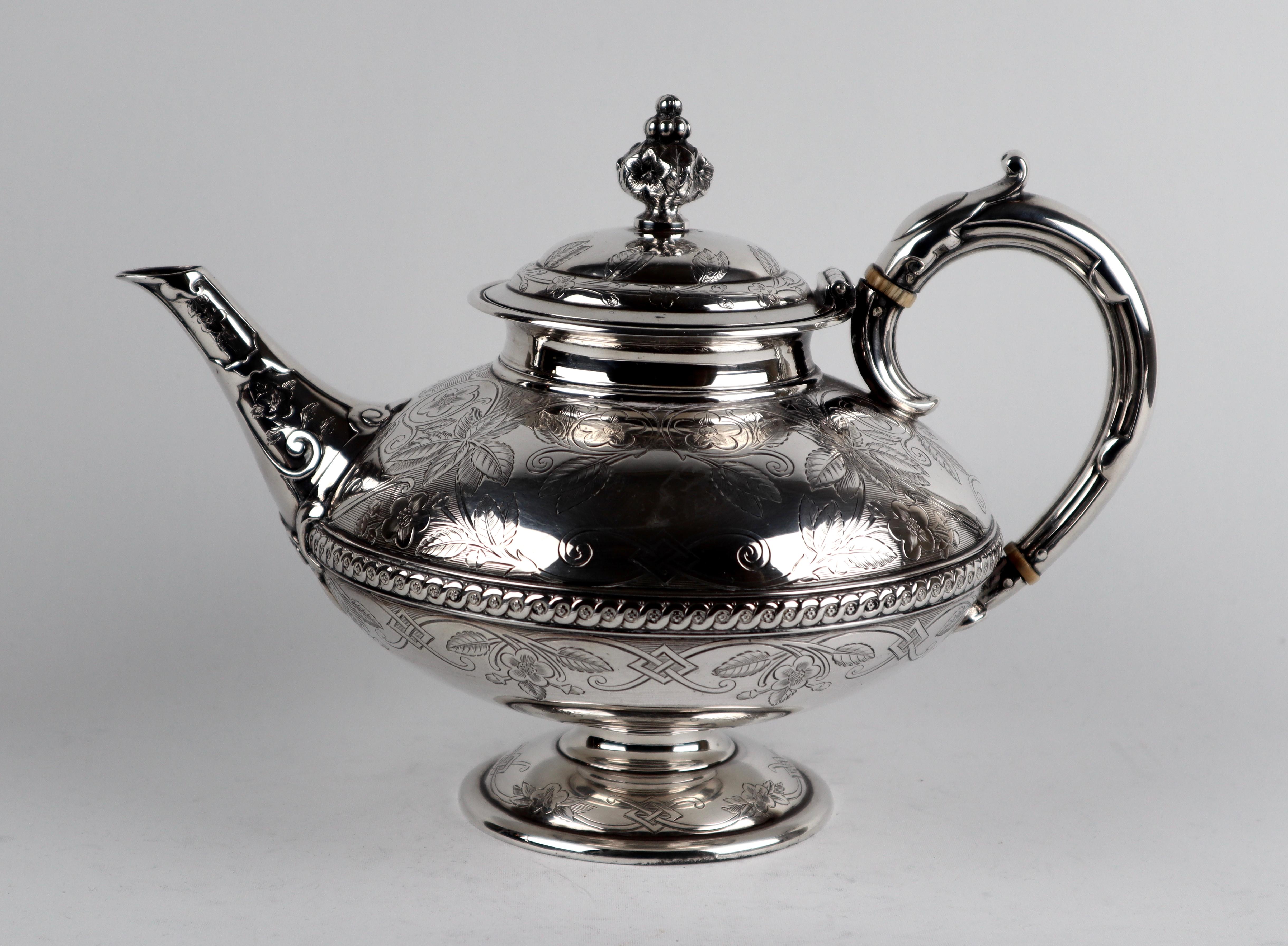 Sterling Silver Victorian Tea and Coffee Pot Set 1870 1