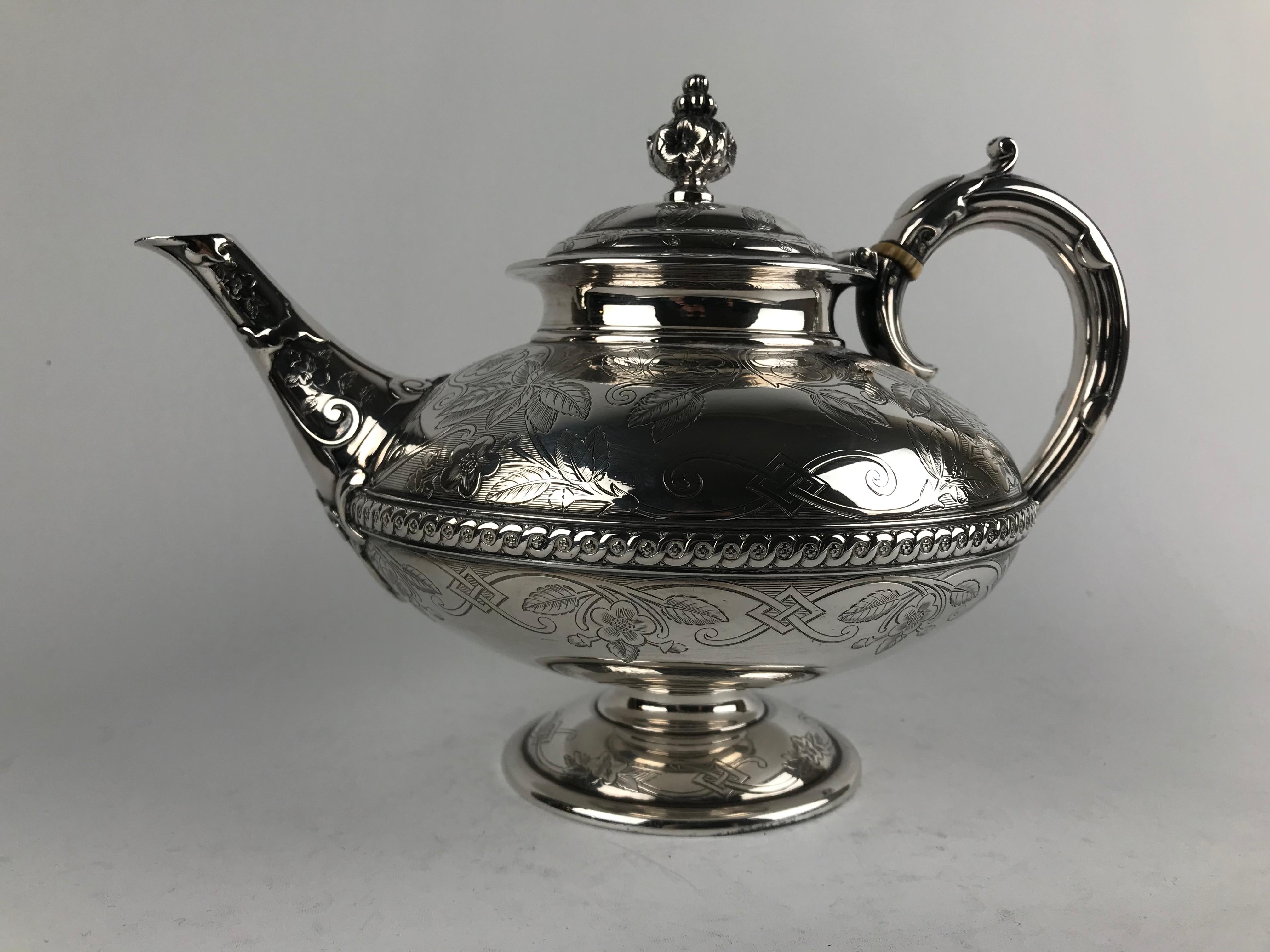 Sterling Silver Victorian Tea and Coffee Pot Set 1870 2