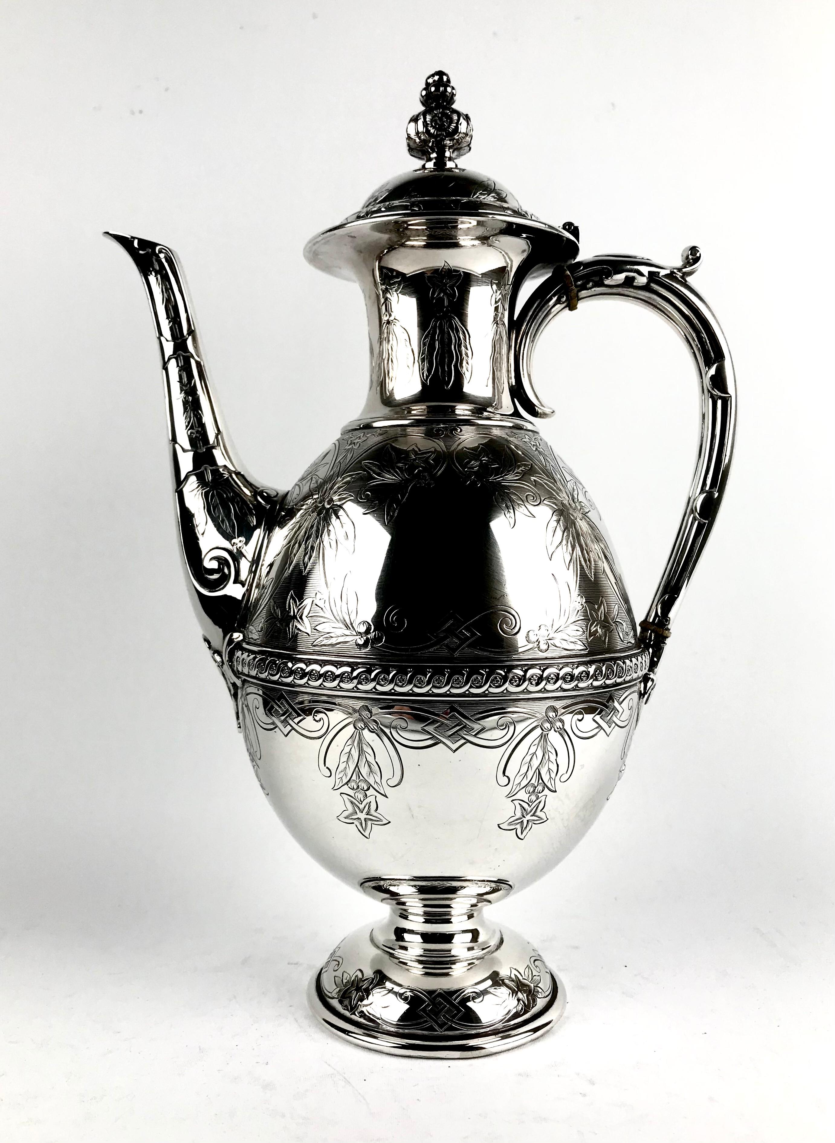 Sterling Silver Victorian Tea and Coffee Pot Set 1870 4