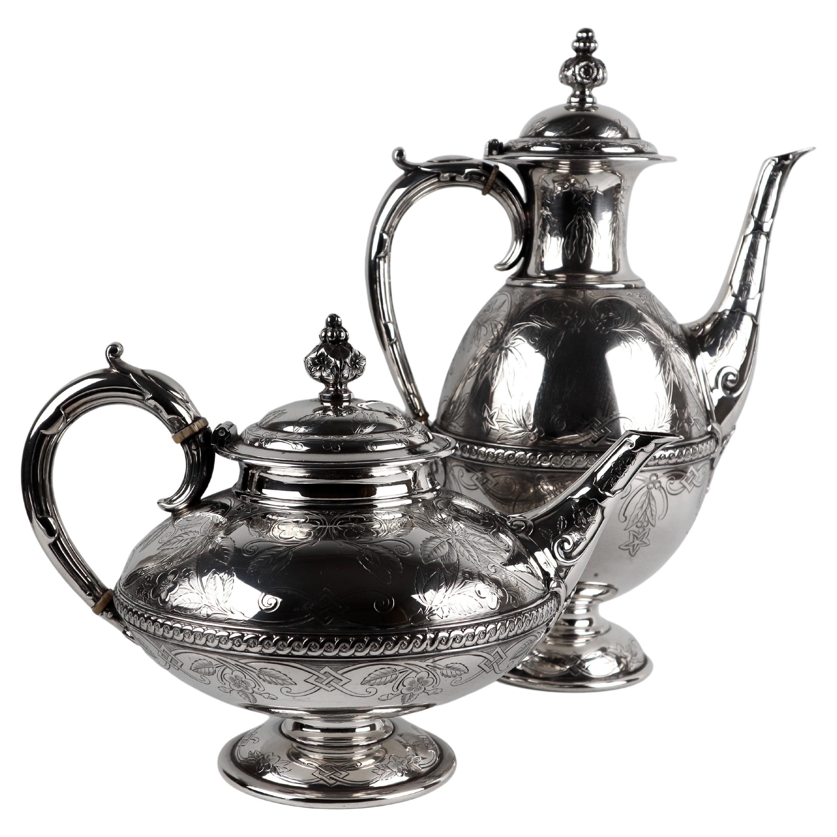 Sterling Silver Victorian Tea and Coffee Pot Set 1870