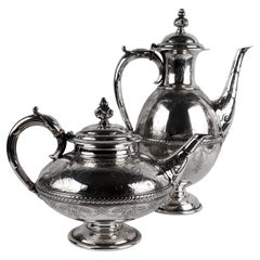 Used Sterling Silver Victorian Tea and Coffee Pot Set 1870