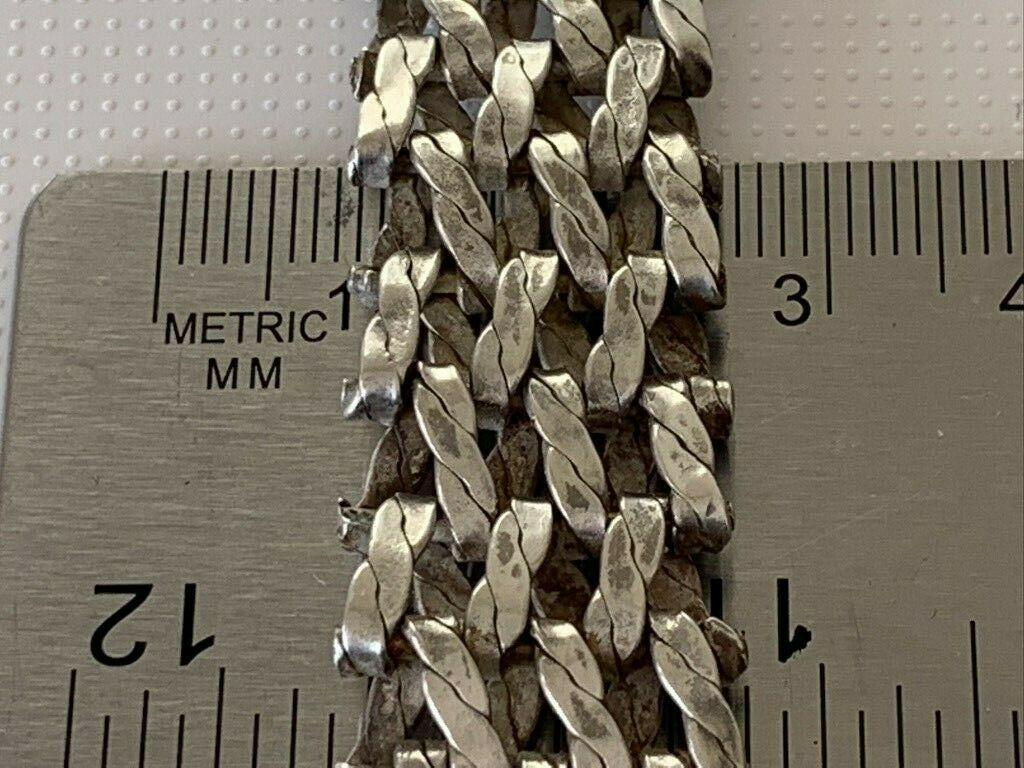 Sterling Silver Vintage Basket Weave Bracelet Dated 1970s For Sale at