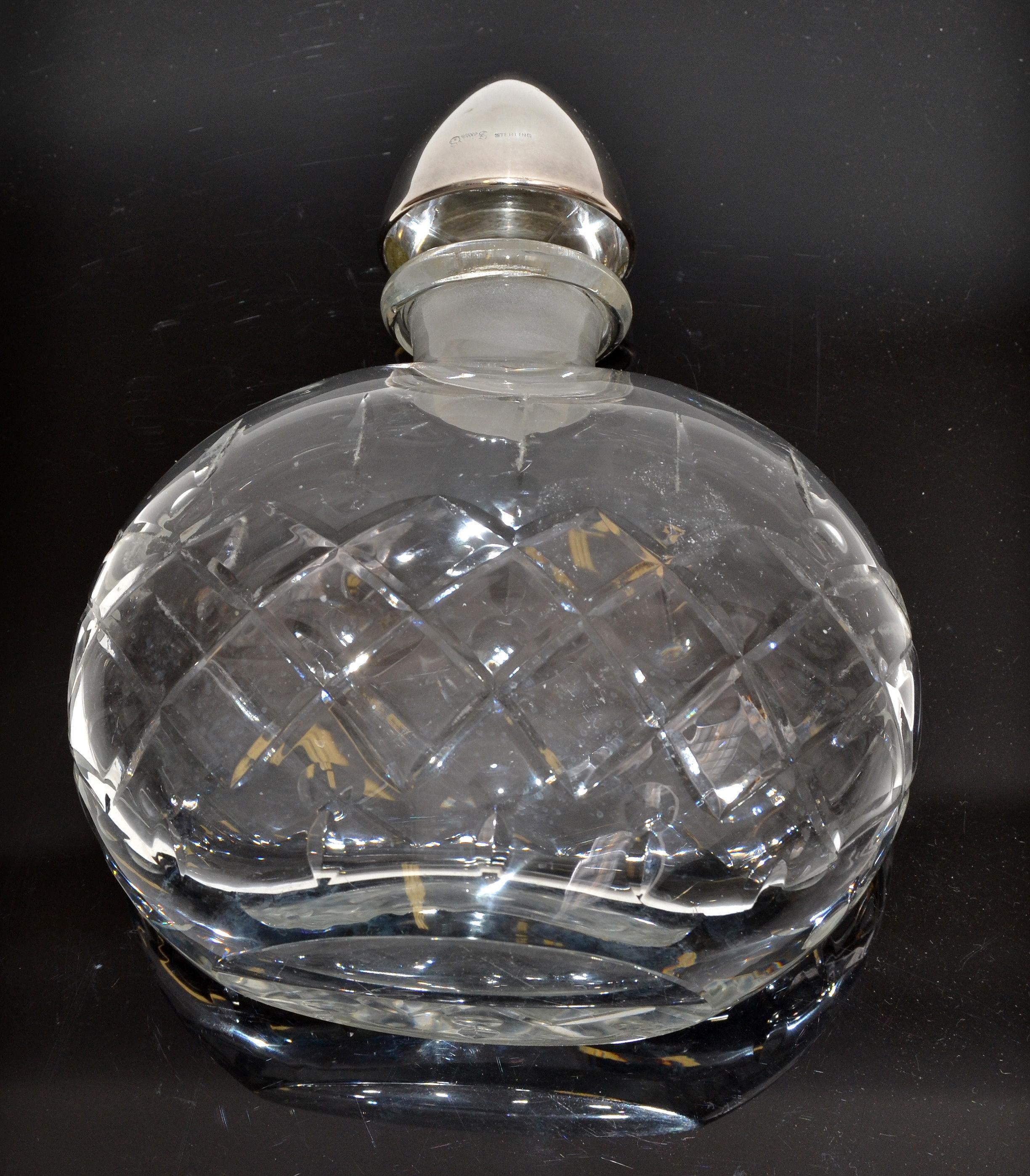 Parfümflasche aus Sterlingsilber im Vintage-Stil mit Silberstopfen (Handgefertigt) im Angebot
