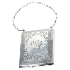 Sterling Silver Vintage Coin Purse / Dance Purse, 925 Monogrammed Compact