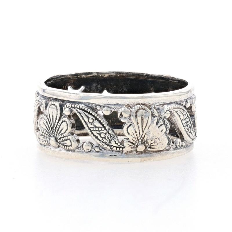 Sterling Silber Vintage Floral Ribbon Statement Band 925 Eternity-Ring Gr. 5 1/4 Damen