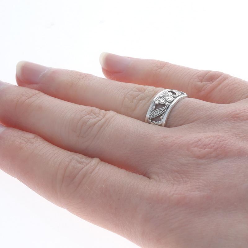Sterling Silber Vintage Floral Ribbon Statement Band 925 Eternity-Ring Gr. 5 1/4 1