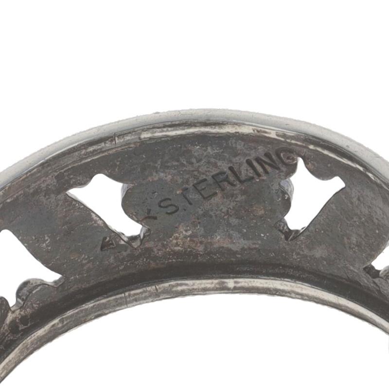 Sterling Silber Vintage Floral Ribbon Statement Band 925 Eternity-Ring Gr. 5 1/4 3