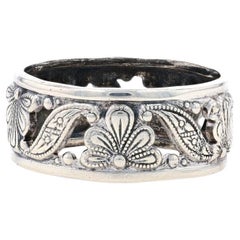 Anillo de plata de ley Vintage Floral Ribbon 925 Eternity Ring Sz 5 1/4