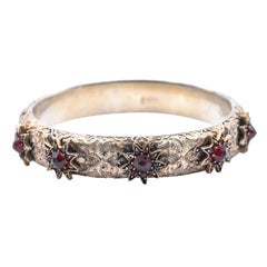 Sterling Silver Vintage Garnet Bangle Bracelet Sterling Silver Vintage Garnet Bangle Bracelet
