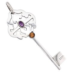 Sterling Silver Vintage Key Charm Pendant