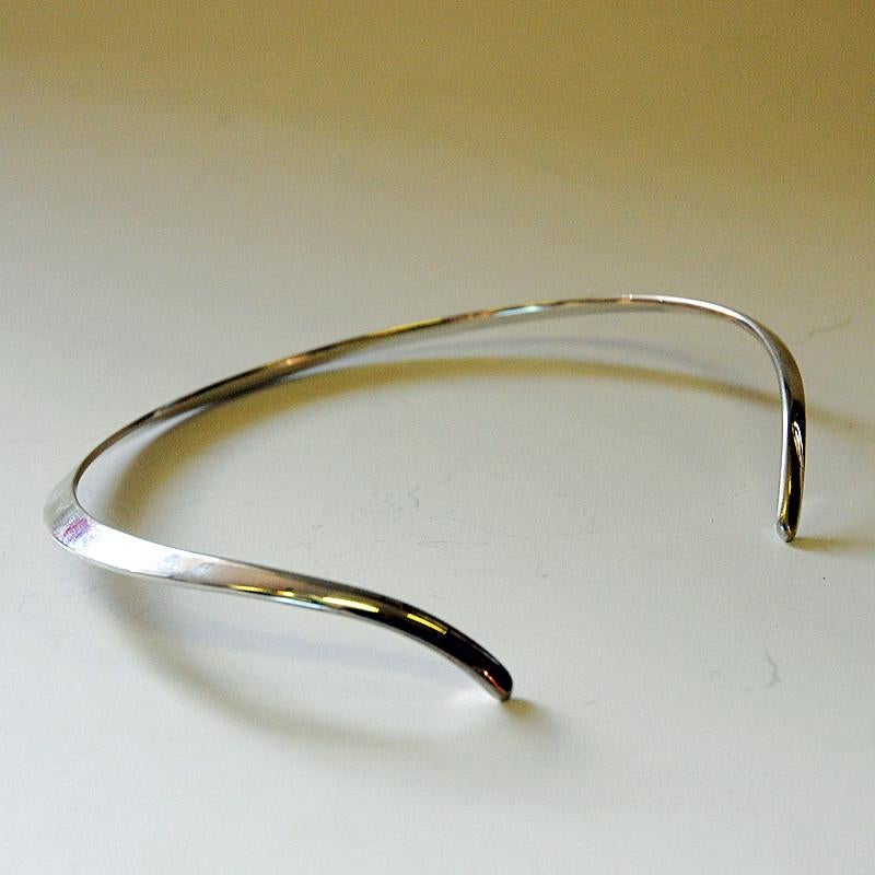 Scandinavian Modern Sterling Silver Vintage Neck Ring by N.E. From, Denmark, 1960s For Sale