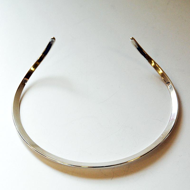 Polished Sterling Silver Vintage Neck Ring by N.E. From, Denmark, 1960s For Sale