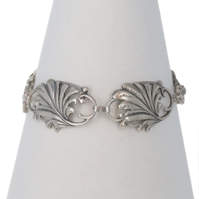 Bracciale a ventaglio d'epoca in argento sterling 7 3/4
