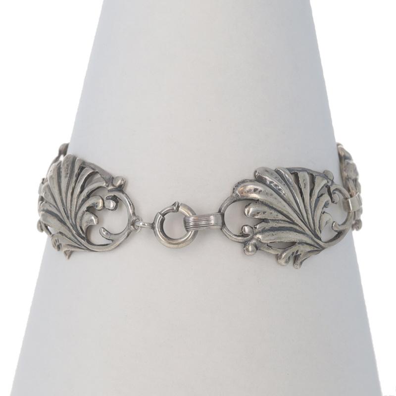 Donna Bracciale a ventaglio d'epoca in argento sterling 7 3/4