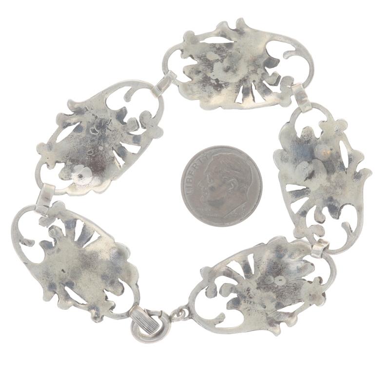 Bracciale a ventaglio d'epoca in argento sterling 7 3/4