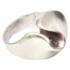 Sterling Silver Vintage Sculptural Modernist Ring Hallmarked (bague en argent)