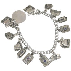 Sterling Silver Vintage Telephone Charm Bracelet