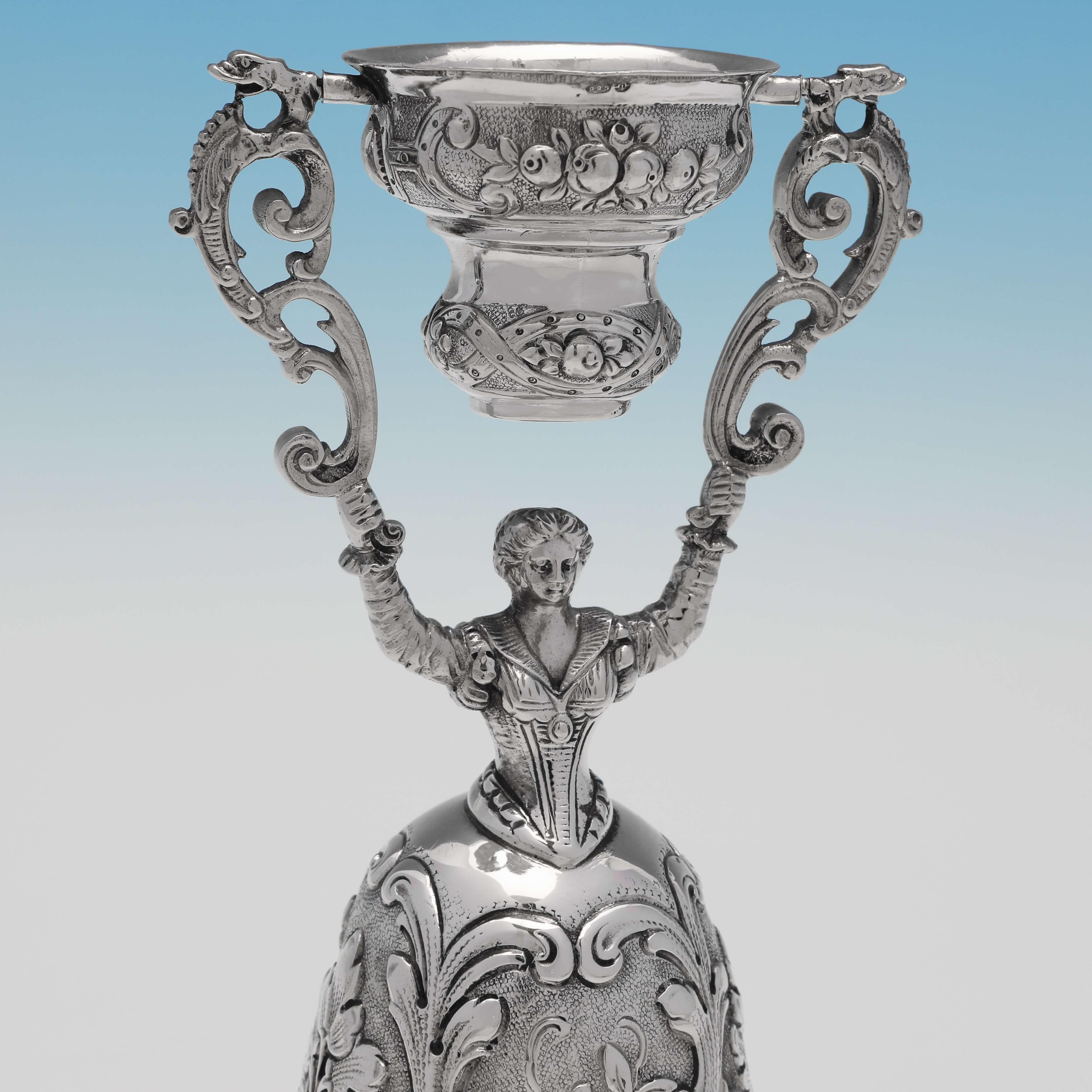 English Sterling Silver Wager Cup, Import Marked London 1962, I. Freeman & Sons For Sale