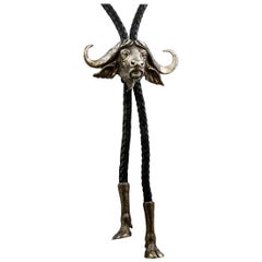 Retro Sterling Silver Water Buffalo Bolo Tie