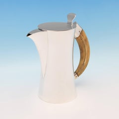 Aesthetic Period Sterling Silver Water Jug With Tusk Handle by Heath & Middleton