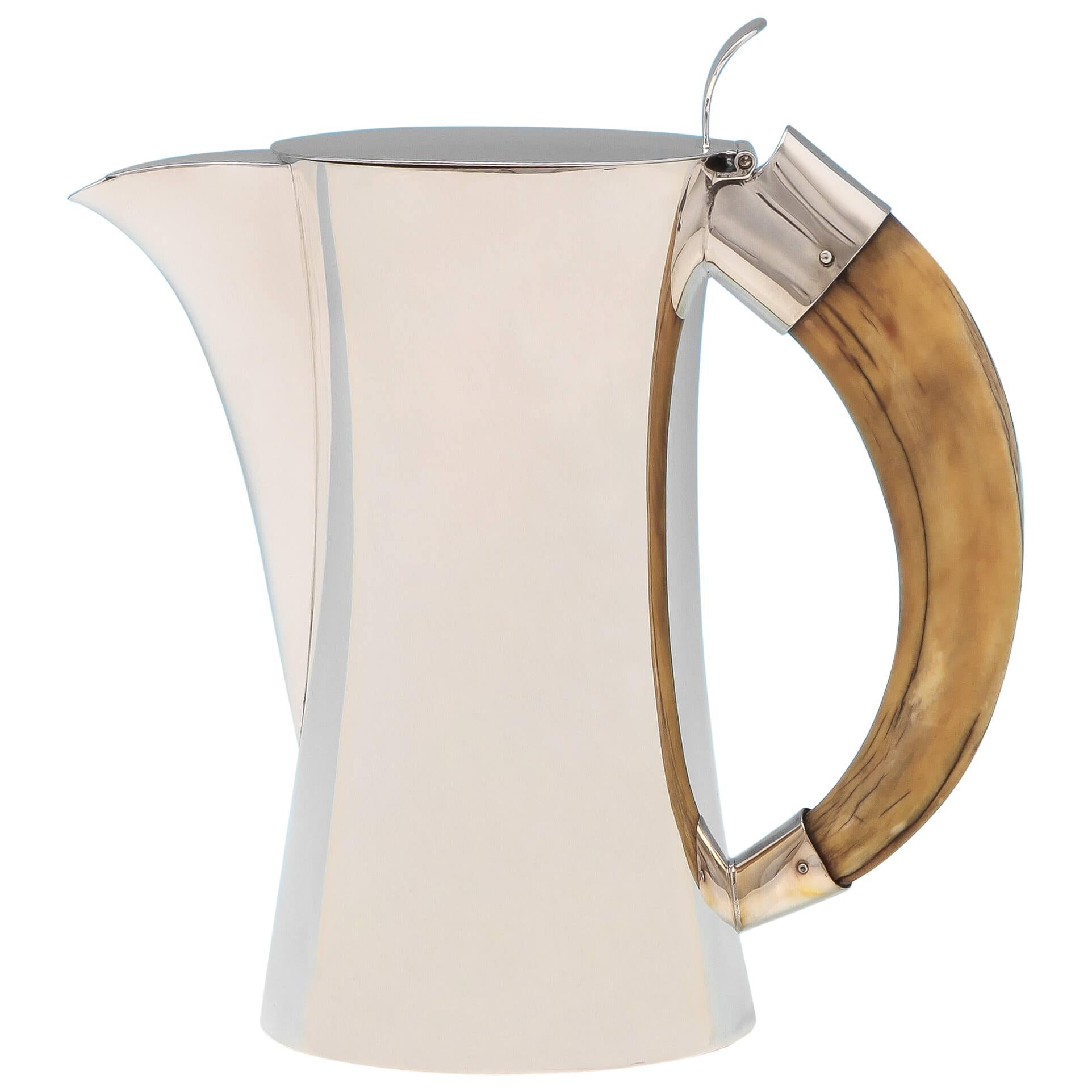Aesthetic Period Sterling Silver Water Jug With Tusk Handle by Heath & Middleton