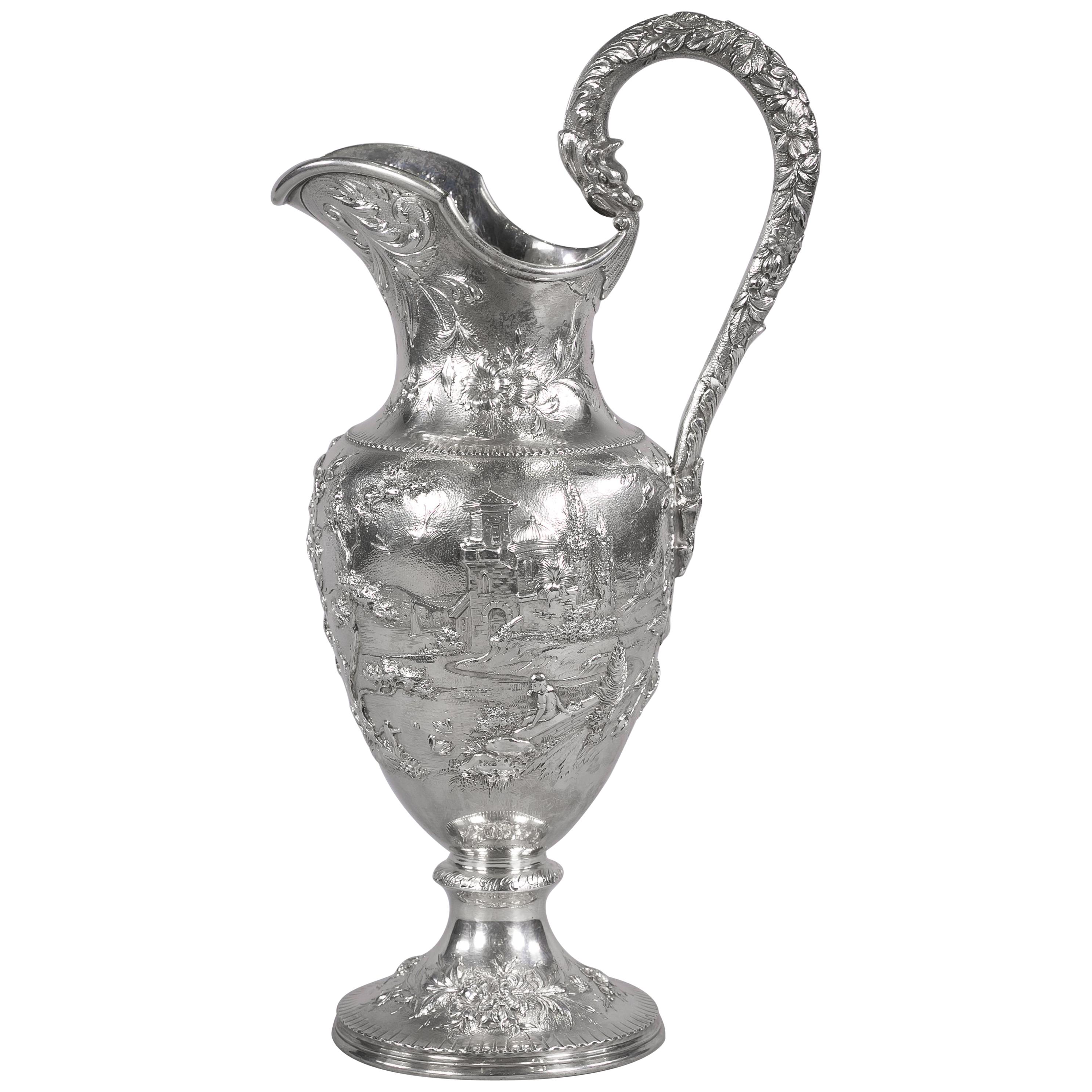 Sterling Silver Water Jug, S. Kirk and Son Co., circa 1900 For Sale