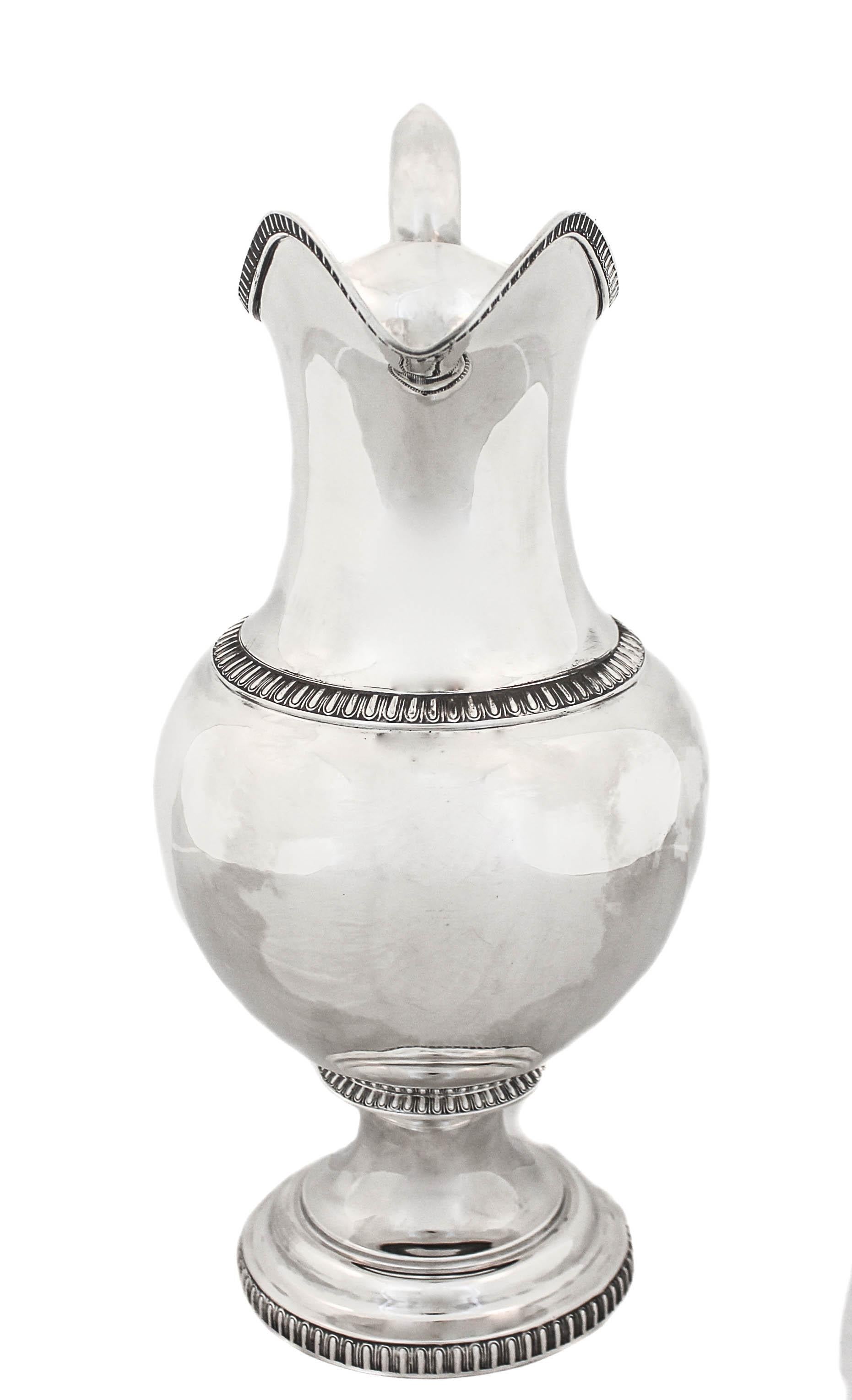 This one hundred and sixty four year old sterling silver ewer (aka water pitcher) was made before the American Civil War. President James Buchanan was in office and sterling silver hollowware was only used by the elite. This is a classic example of