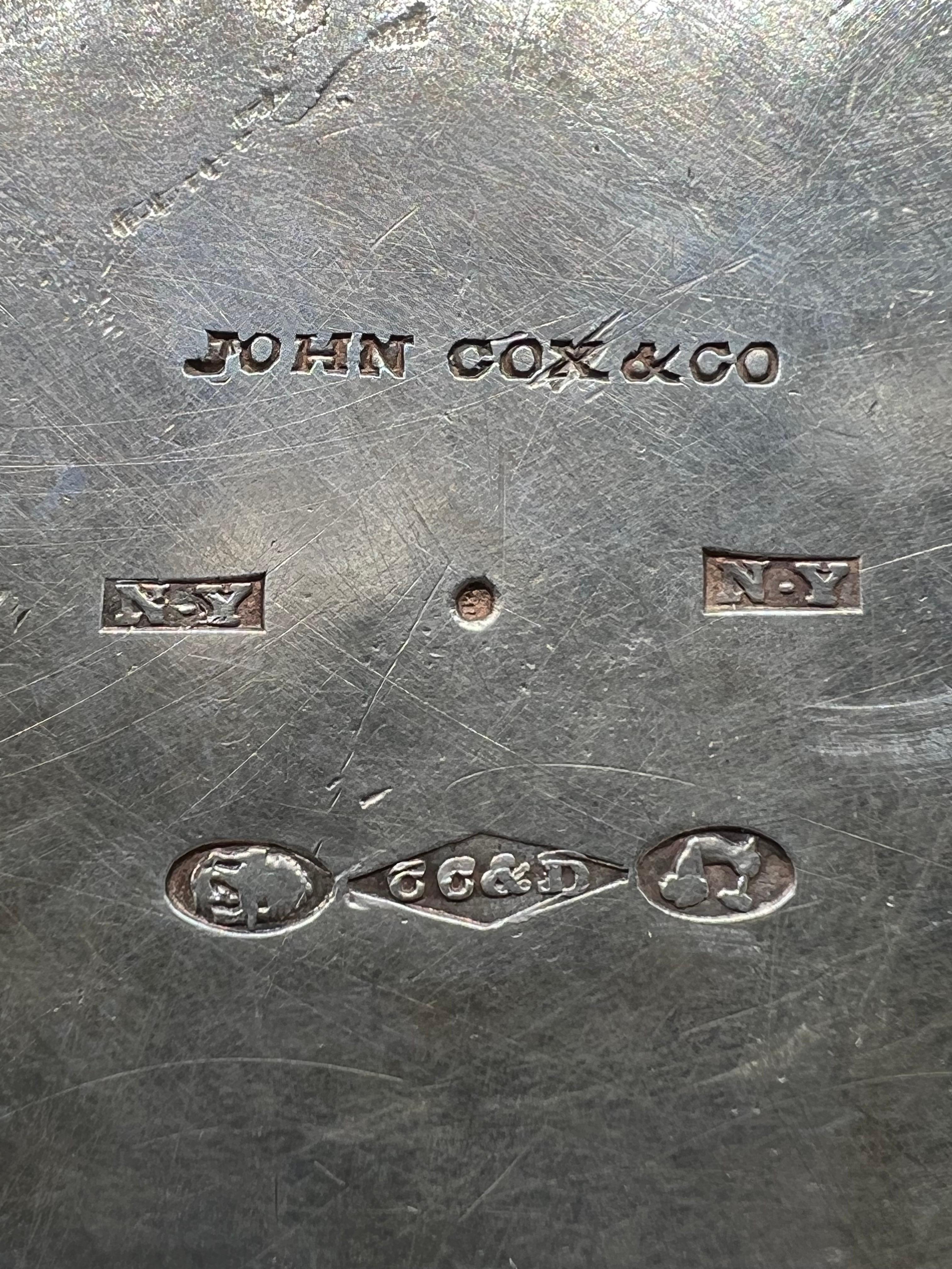 Sterlingsilber-Wasserkrug 
von John Cox & Co NY NY 
1817 - 1853
