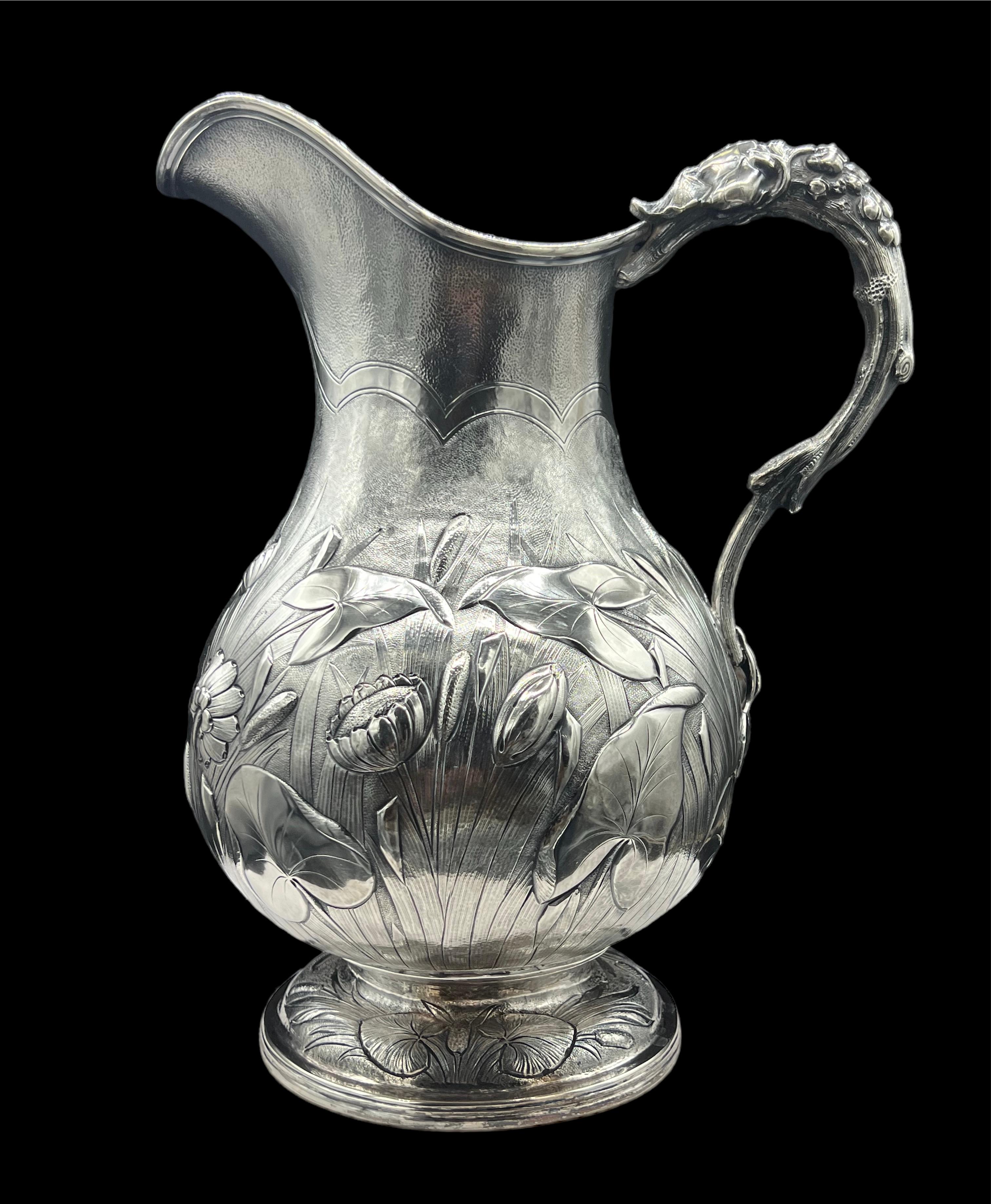 Early Victorian Sterling Silver Water Pitcher ( John Cox & Co ) For Sale