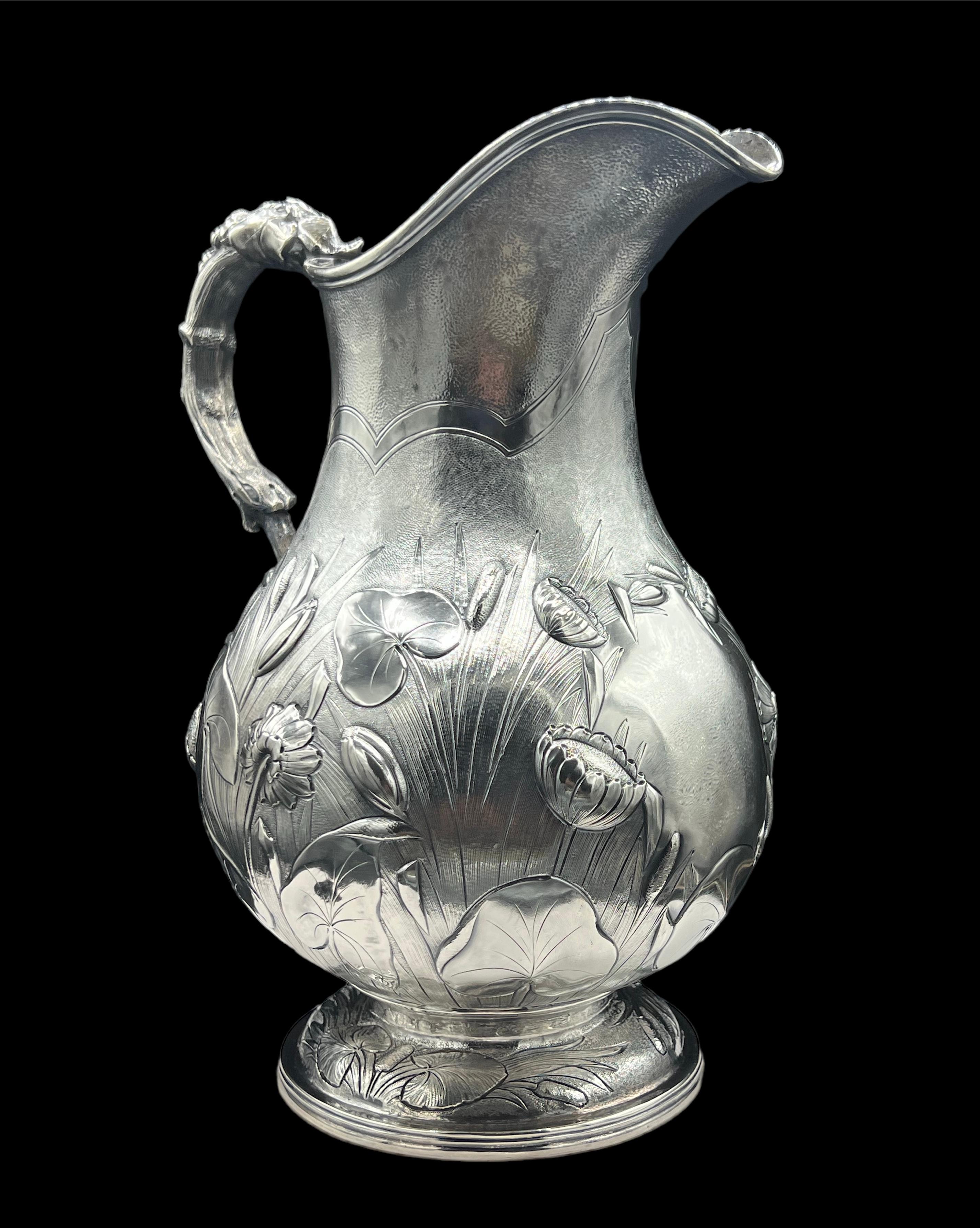 19th Century Sterling Silver Water Pitcher ( John Cox & Co ) For Sale