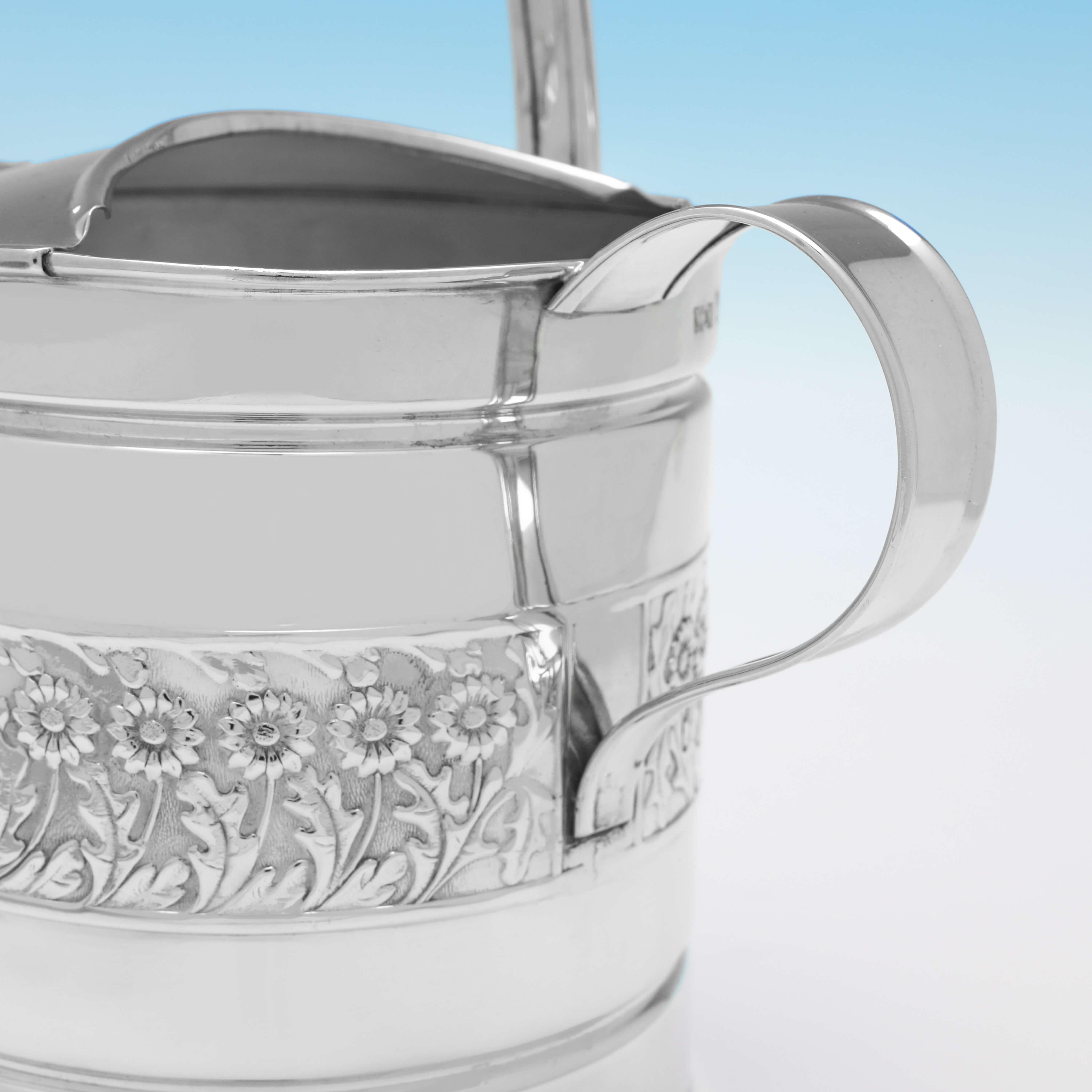 Late 20th Century Modern 20th Century Sterling Silver Watering Can - London 1991 For Sale
