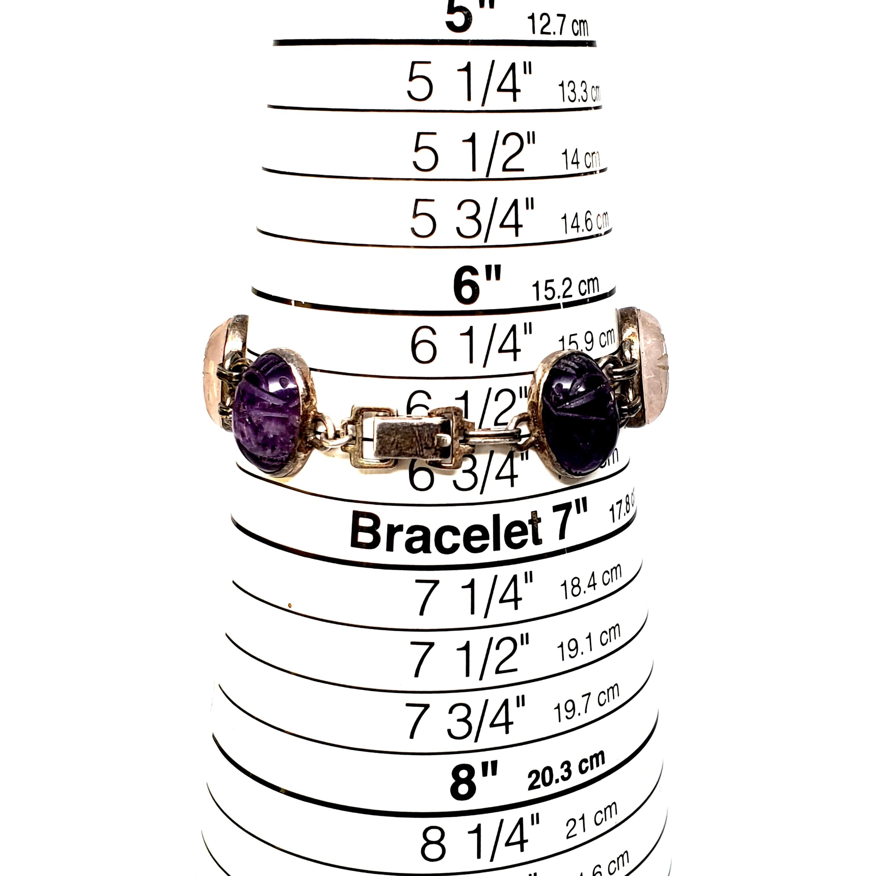 Sterling Silver WE Richards Purple and Clear Scarab Link Bracelet 1