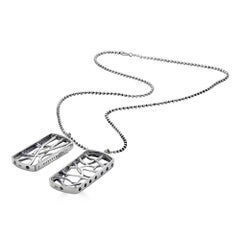 Sterling Silver Web Dog Tag Necklace