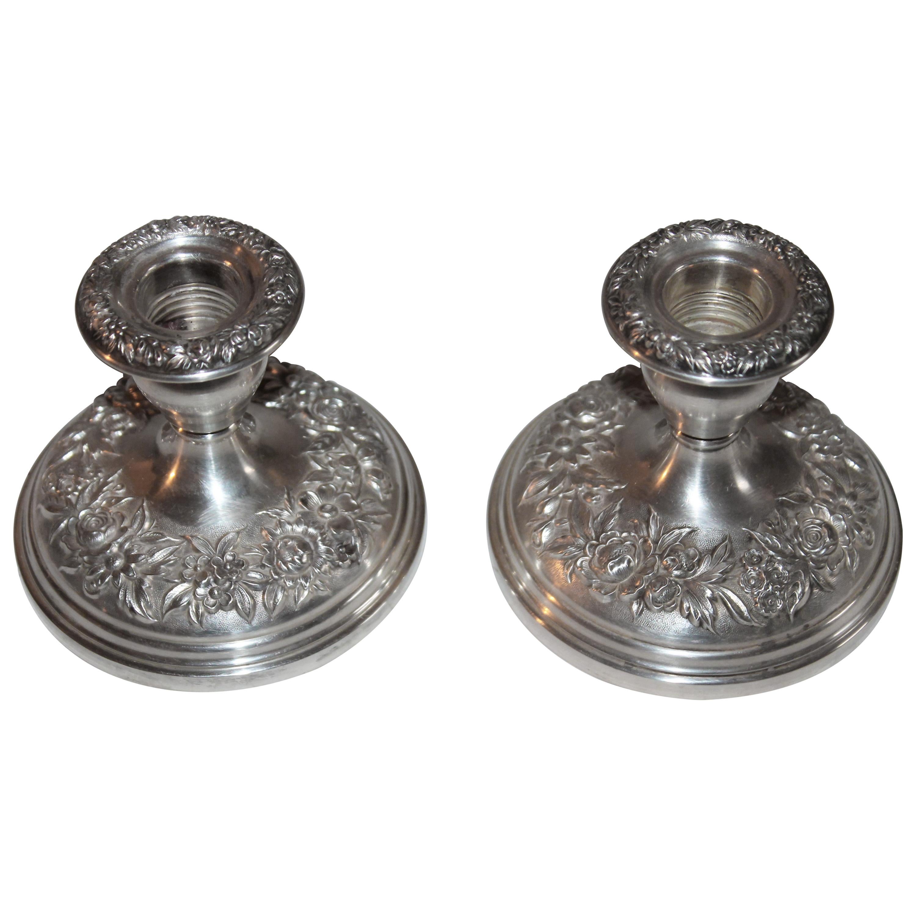 Sterling Silver Weighted Kirk & Sons Candle Stick Holders / Pair
