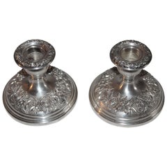 Antique Sterling Silver Weighted Kirk & Sons Candle Stick Holders / Pair